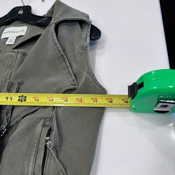 Anthropologie Marrakech Green Sleeveless Zip Up Vest Jacket Pockets Cotton  Sz S - Picture 7 of 9